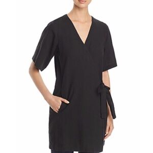 Eileen Fisher Black Wrap Jacket - organic crepe petite large